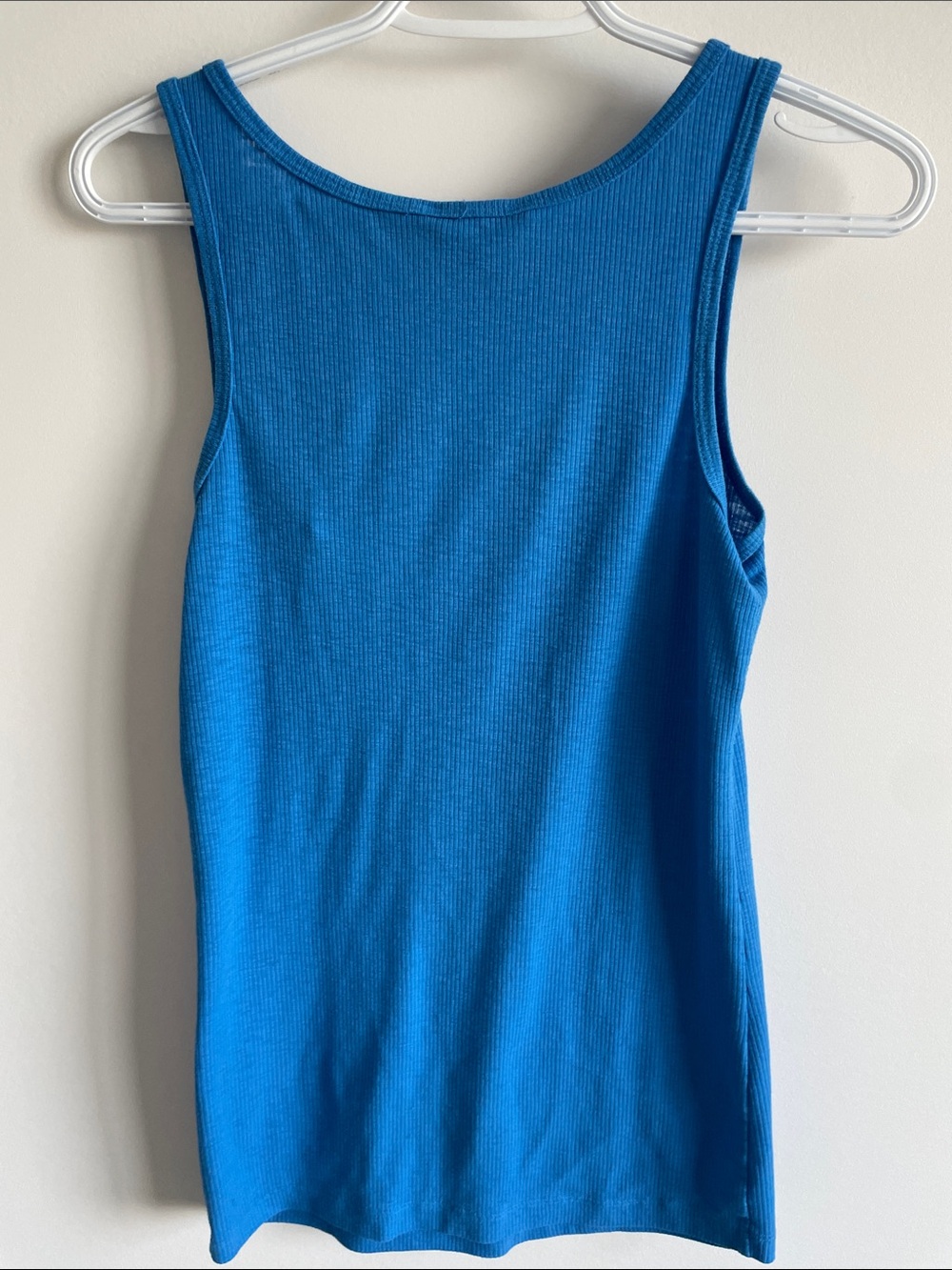 Joe Fresh Vibrant Blue Ribbed Tank with Button Placket - Picture 2 of 2